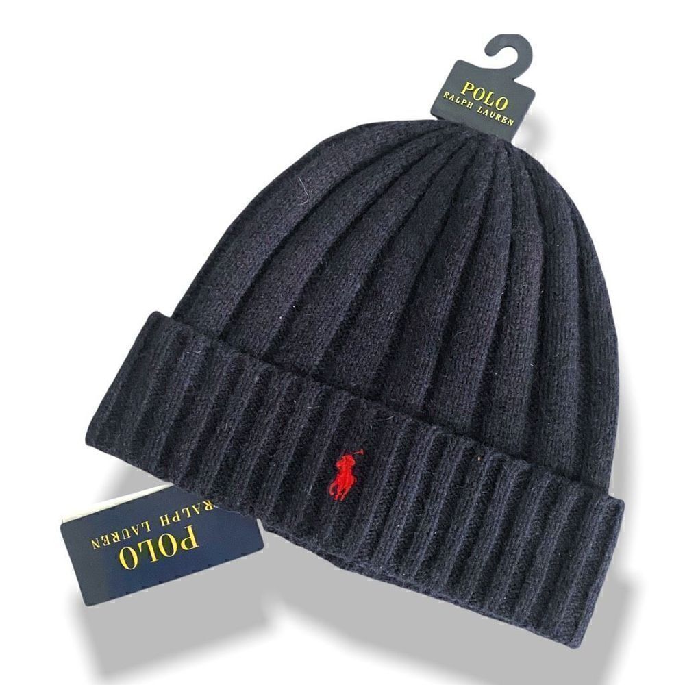 Polo Ralph Lauren Mens Signature Wool Cuffed Beanie Blue Red One Size (b) New